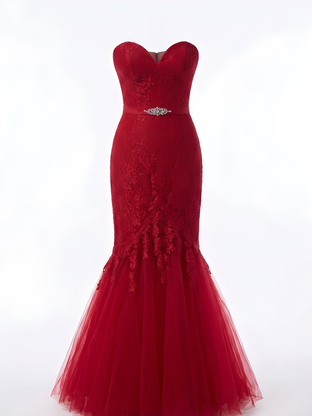 Bordeaux  Lace Prom Dress